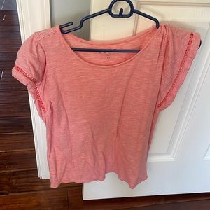 Women’s LOFT shirt, size XS, striped coral/pink